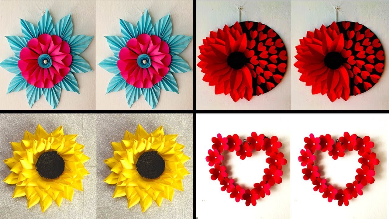 How to make paper flowers.hearts.wall hanging.DIY.how to make paper sunflowers.DIY craft.room decor