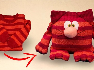 How to transform the old sweater into a beautiful pillow - idea for a handmade craft!