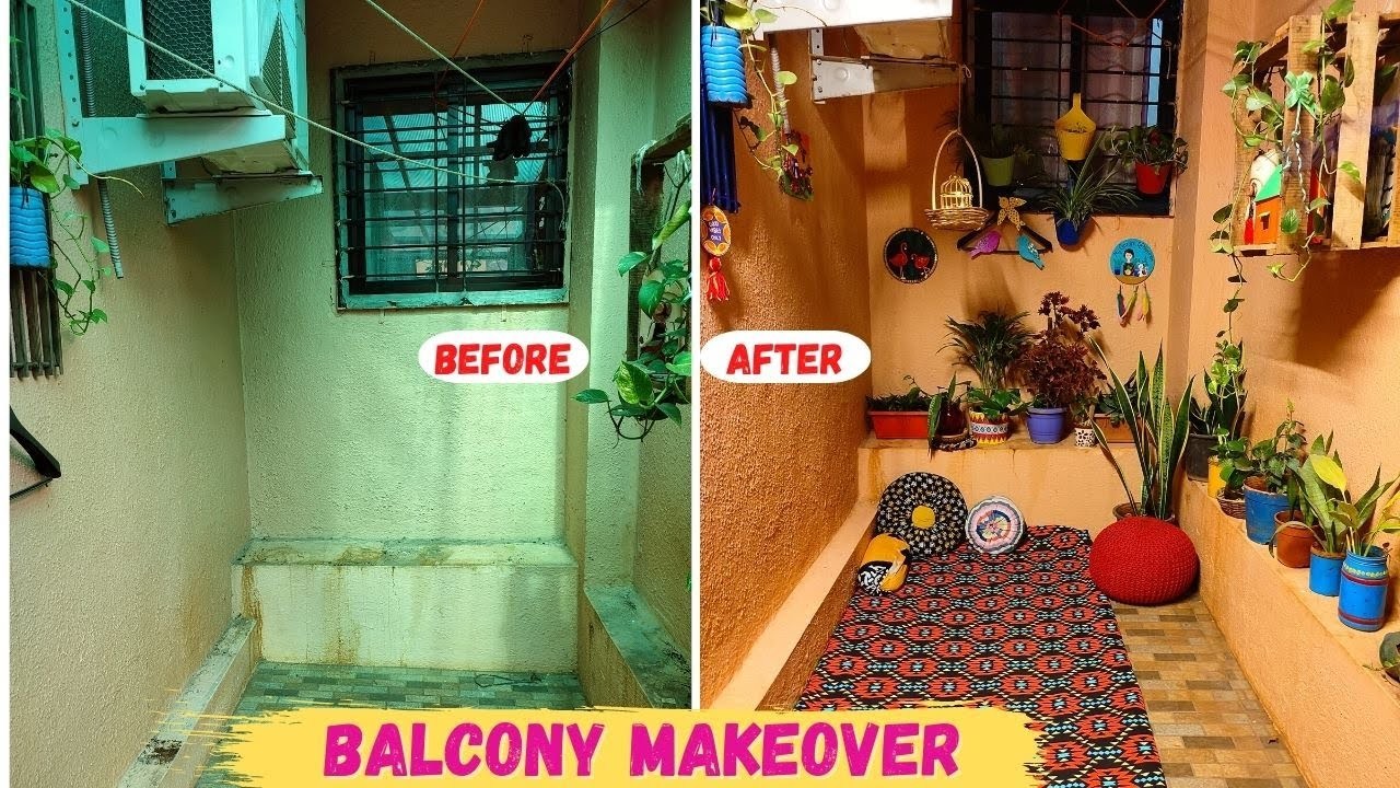Small Balcony Makeover in low Budget | DIY Balcony. Decoration ideas #balconymakeover