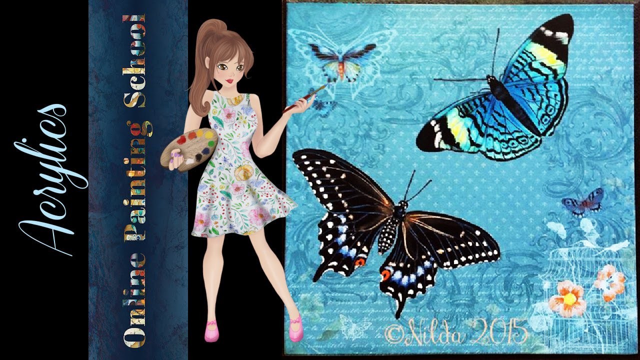 The Sound of Butterflies Acrylics Painting Tutorial Learn to Paint with Nilda,