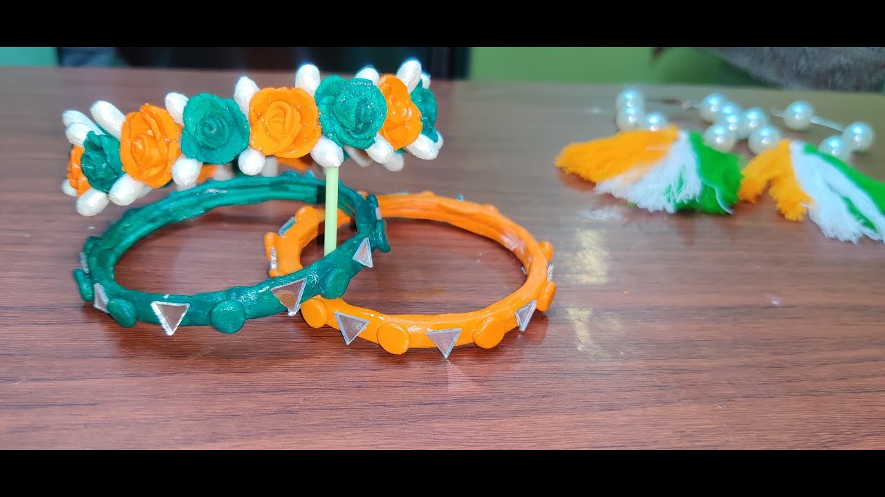 Tricolour Bangles made of clay | Simple Bangle craft with clay