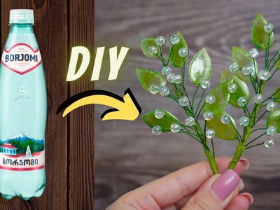 Tutorial on how to make a decorative twig from a plastic bottle and beads. DIY. home decor