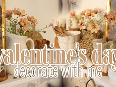 VALENTINE'S DAY DECORATE WITH ME 2023 | Romantic + Sweet Cottage Core Inspired Coffee Bar!