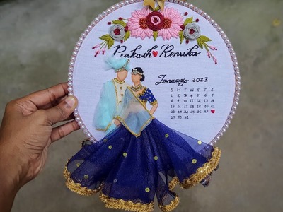 Wedding Calendar Hoop For Couples Embroidery Tutorial | Bride and Groom Embroidery | Step By Step