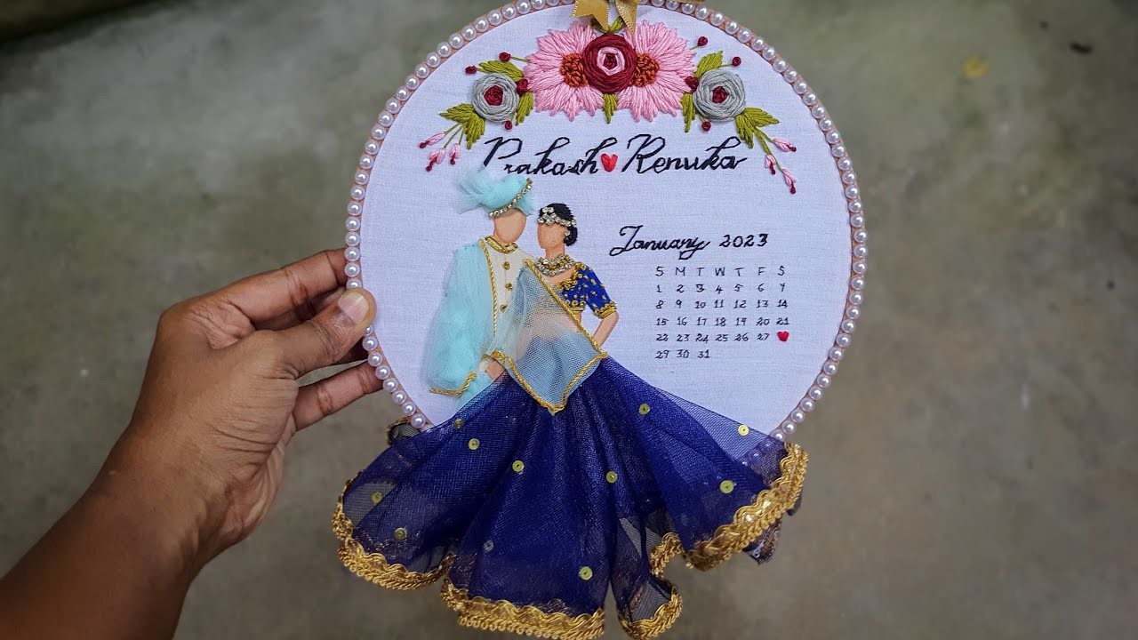 Wedding Calendar Hoop For Couples Embroidery Tutorial | Bride and Groom Embroidery | Step By Step