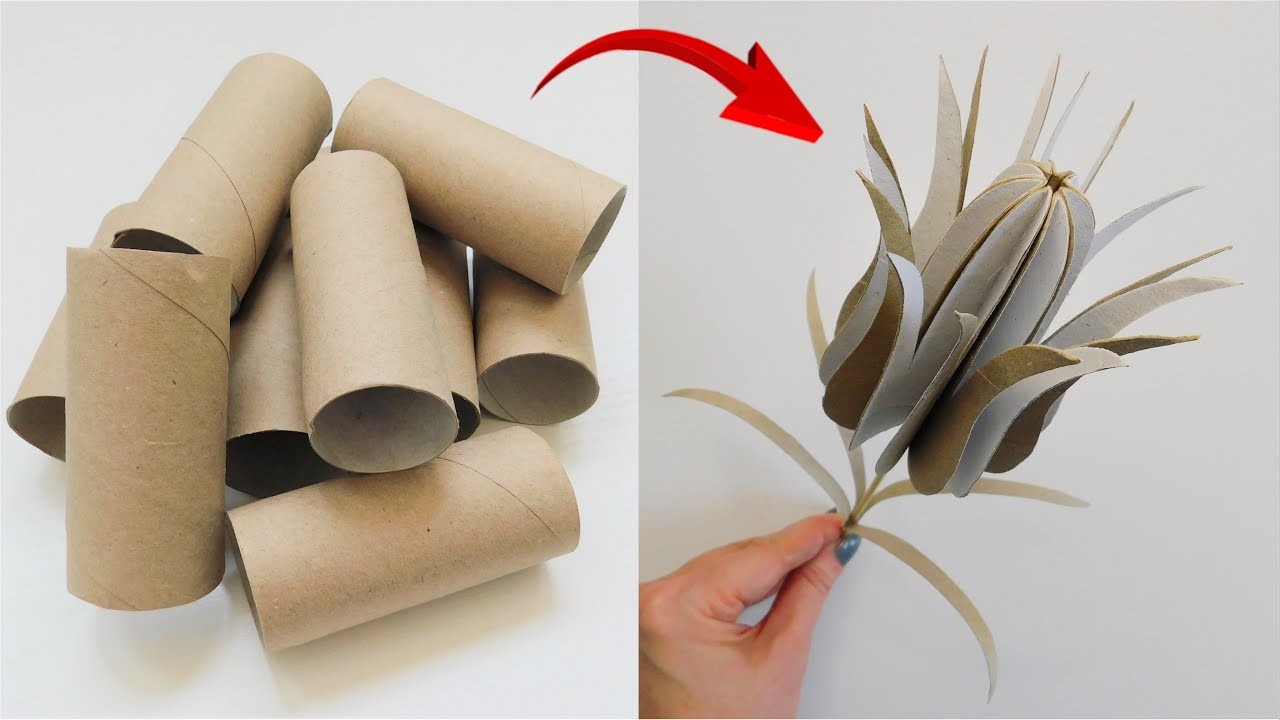 Wow! It's Amazing! I Used Toilet Paper Rolls To Make This Beautiful Flower. Unique Paper Crafts