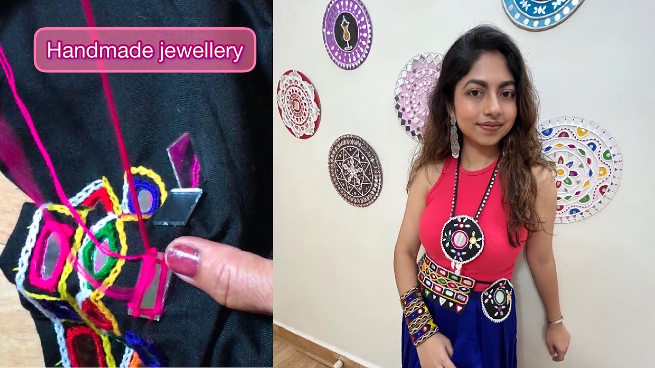 18 - Handmade jewellery out of Kutch embroidery. mirror work jewellery for Navratri and garba outfit