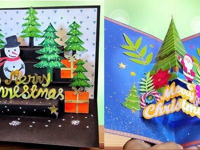 2 DIY Pop up Christmas cards.Handmade Christmas Greeting cards.How to make Christmas Greeting Card