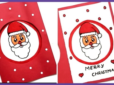 Christmas card making ideas. how to make christmas greeting card handmade. santa card making easy