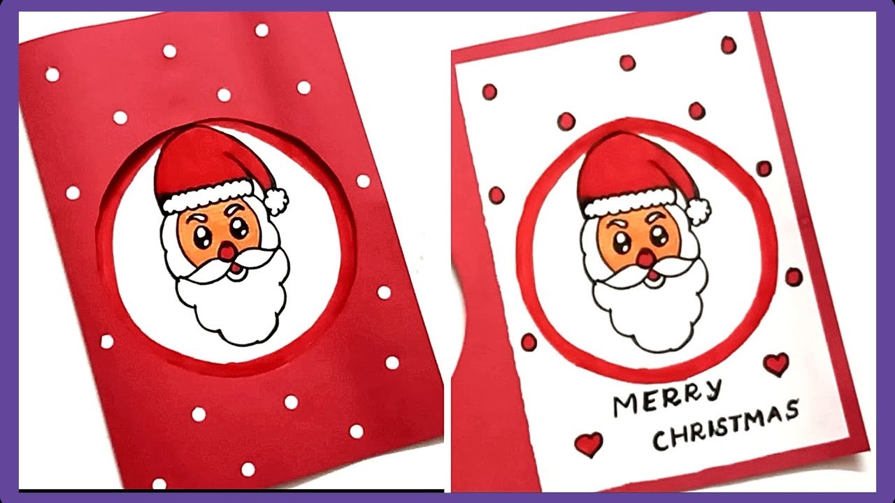 Christmas card making ideas. how to make christmas greeting card handmade. santa card making easy