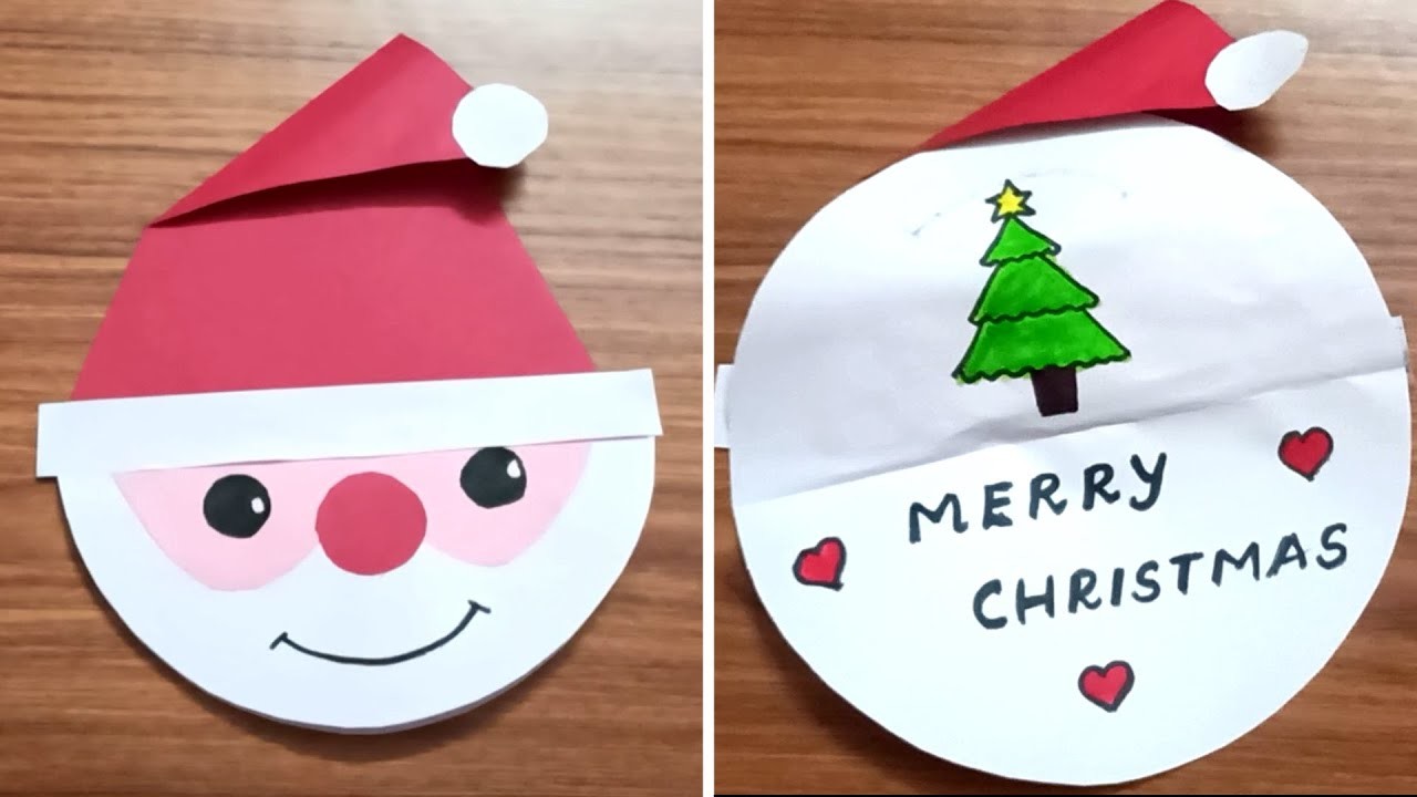 Christmas card making ideas. how to make christmas greeting card handmade. santa claus card making