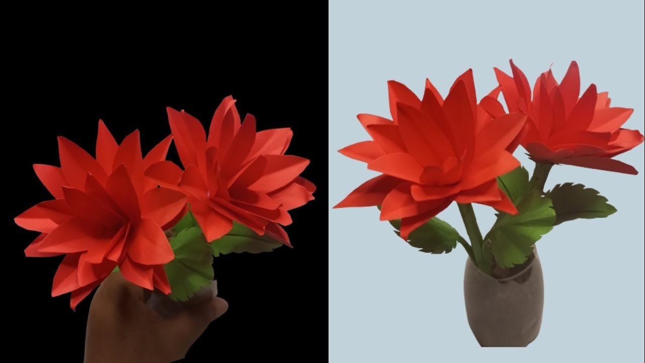 DIY Beautiful Flower with origami •| Cara membuat bunga cantik dari kertas Origami