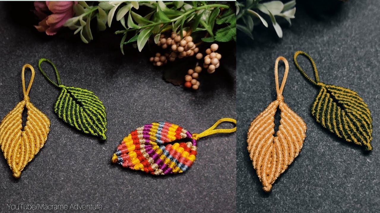 DIY Handmade Macrame leaf | Macrame keychain leaf