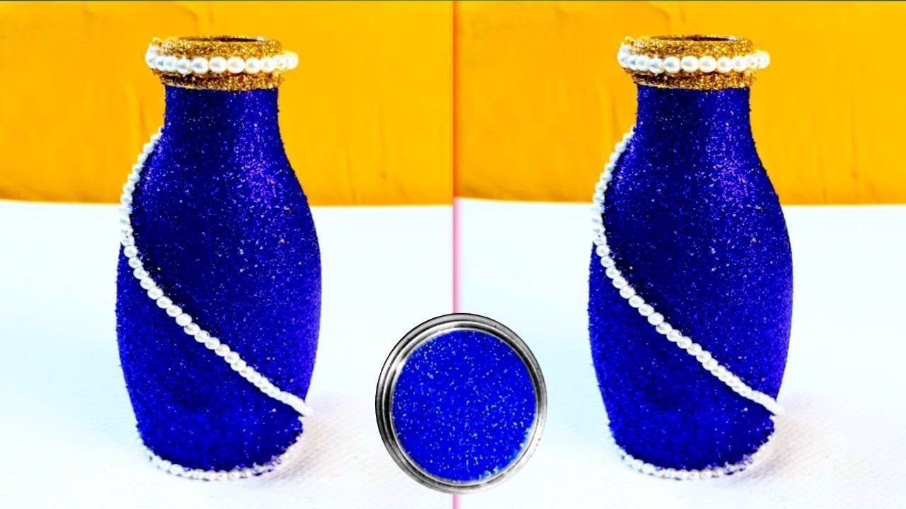 Flower vase ideas || vase making || glass bottle flower vase craft @CraftsStore#bottleart#craft