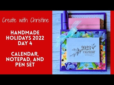Handmade Holidays Day 4 - Simple Stampin' Up! Calendar, Notepad, & Pen Set by Create with Christine