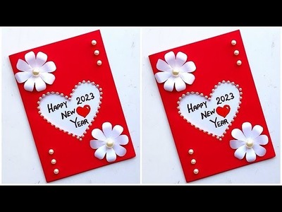 Happy New year card 2023. How to make new year greeting card. New year card making ideas easy