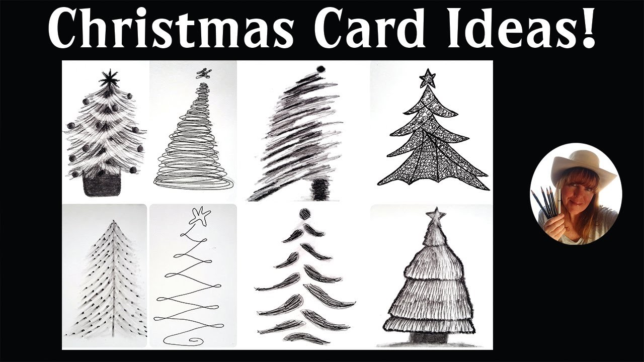 Homemade Christmas And Holiday Card Ideas! (Real-Time Art Lesson!) Drawing Christmas Tree Art!