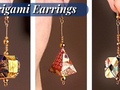 How to make Origami - Making Earrings out of Origami Paper - Sphere Diamond and Cube