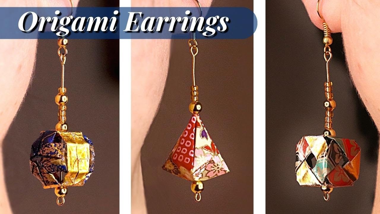 How to make Origami - Making Earrings out of Origami Paper - Sphere Diamond and Cube