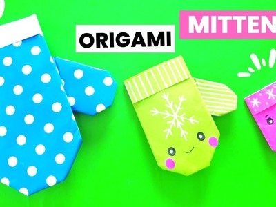 How to make origami paper mini mittens for Christmas.EASY origami Christmas decoration.paper garland
