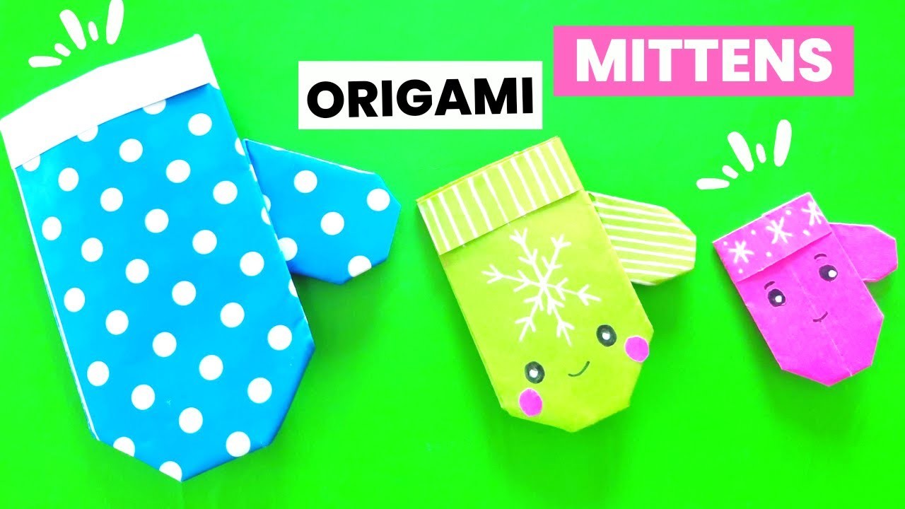 How to make origami paper mini mittens for Christmas.EASY origami Christmas decoration.paper garland