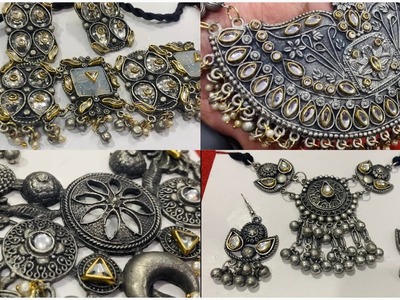 Latest Oxidised Kundan fitted Jewellery | Stone Kundan Black Polish Oxidised Jewellery |