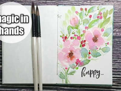 Loose Watercolor Flower Bouquet On Art Journal Page by magic in hands. 