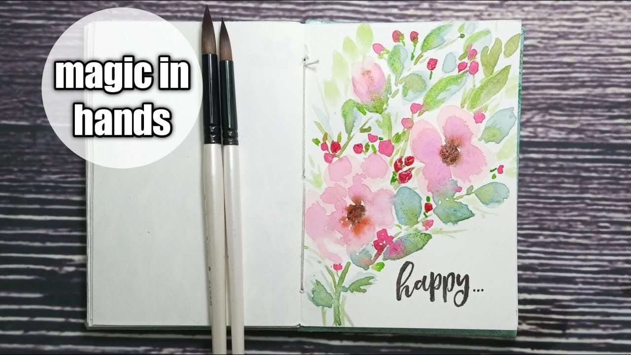 Loose Watercolor Flower Bouquet On Art Journal Page by magic in hands. 