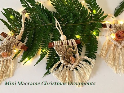 Macrame Christmas Ornaments made on cinnamon stick.
