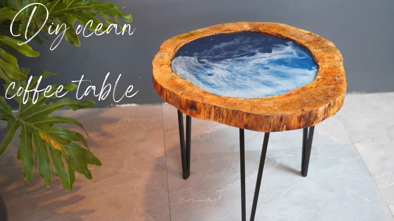 Making a epoxy resin ocean coffee table| resin craft ideas| resin art