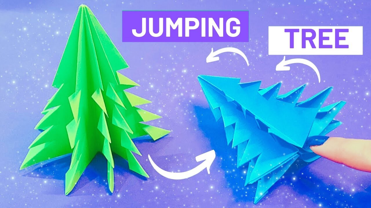 Origami Christmas TOY: How to make origami jumping Christmas tree.Origami Jumping Toy