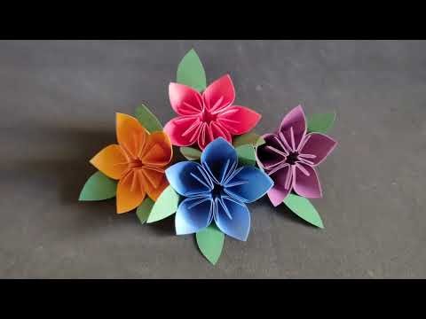 Paper Flower #1 - How to make easy origami 3D paper flower - DIY @ore-diycrafts
