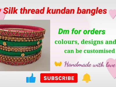 Party wear silk thread kundan bangles ???? || DIY || #silkthreadbangles #partywearbangles