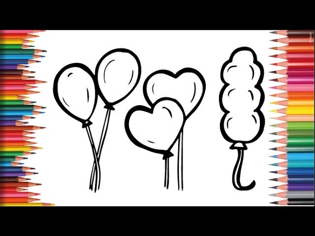 Balloon drawing, Painting and Coloring For Kids & toddlers | How to Draw color-Dear Kids Art
