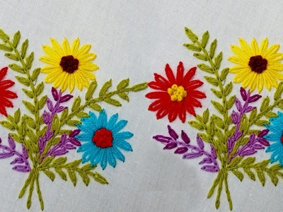 Beautiful Flower Bouquet Embroidery Design | Easy Hand Embroidery for Beginners | Flower Design