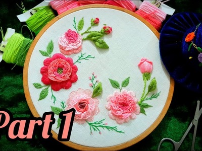 Brazilian rose embroidery.hand embroidery flowers tutorials