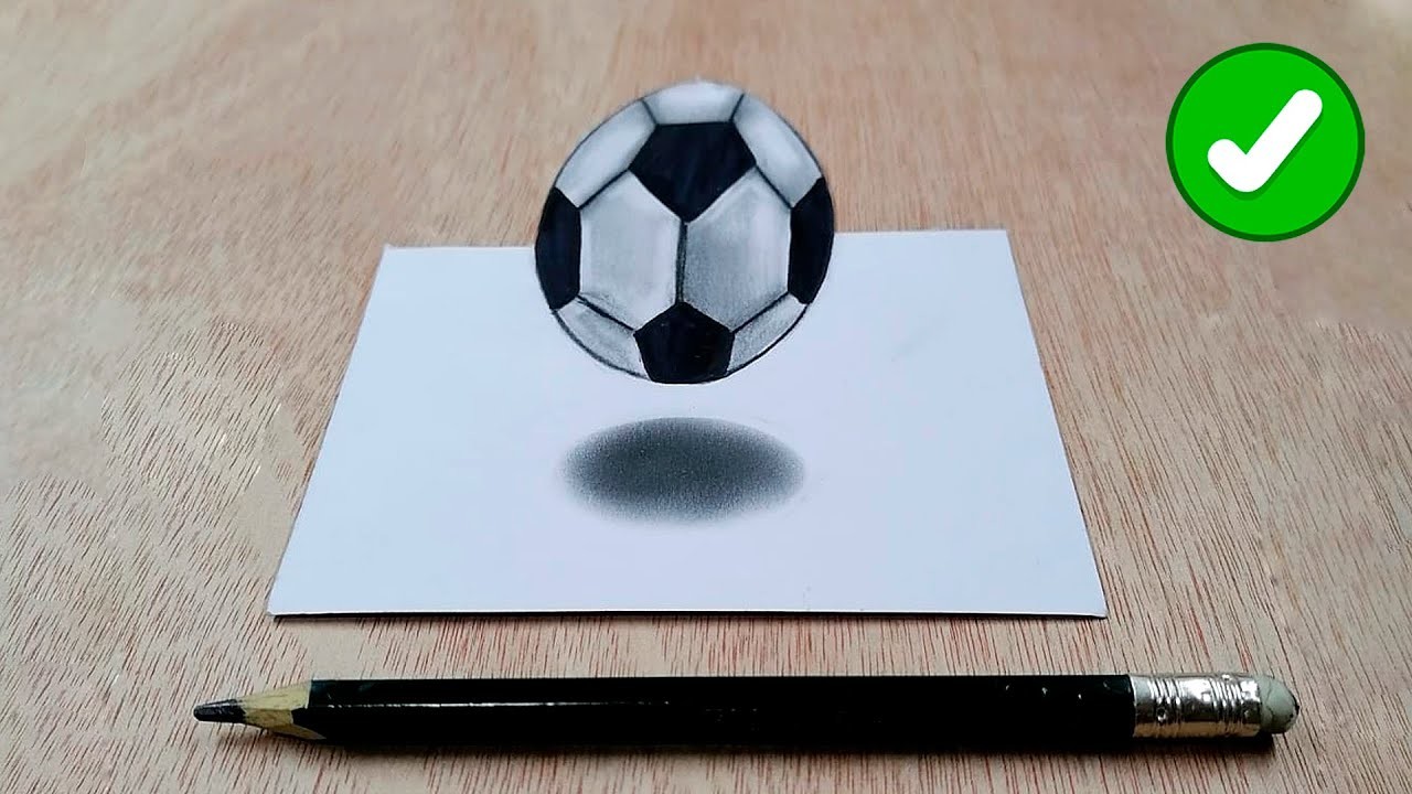 ???? Dibujos Faciles en 3D - Como Dibujar un Balon de Futbol 3D -  How to Draw a 3D Soccer Ball Easy