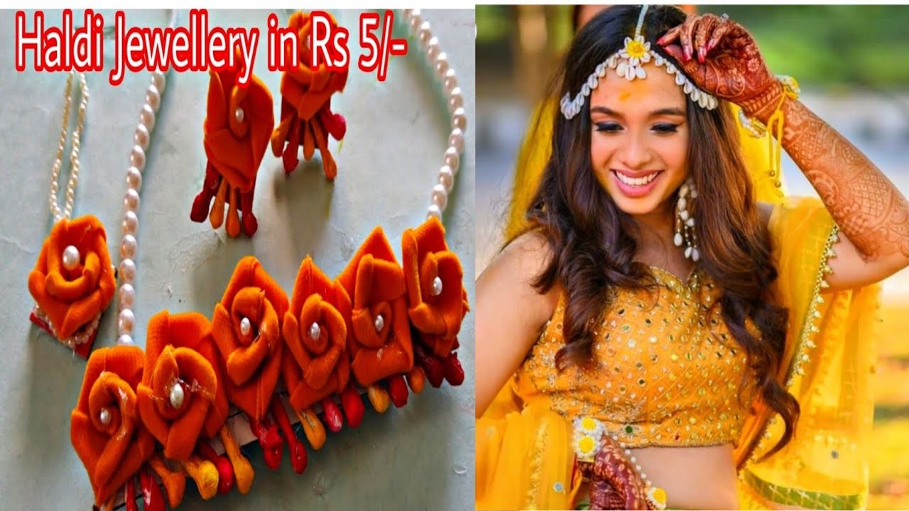 Flowers Jewellery design for Haldi.How to Make Flower Jewellery for Haldi | DIY Wedding Jewelleryset