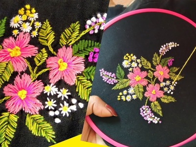 Hand embroidery.floral hand embroidery.Easy steps to make hand embroidery.