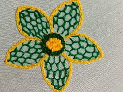 Hand #Embroidery #Flower Design || Net Stitch Flower Design |fashion