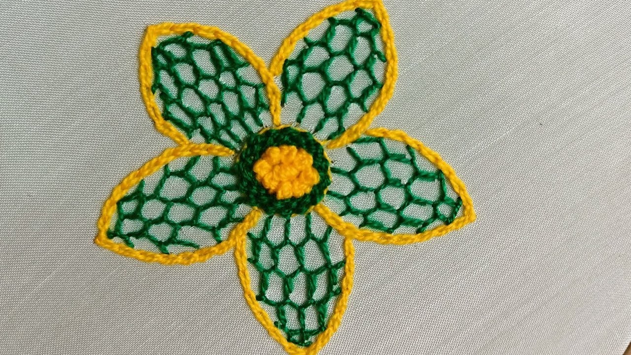 Hand #Embroidery #Flower Design || Net Stitch Flower Design |fashion