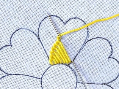 Hand Embroidery,Unique Cute Fluffy stitch ,trellish stitch flower design needle art #handembroidery