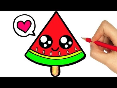 HOW TO DRAW A WATERMELON EASY - DRAWING A WATERMELON EASY