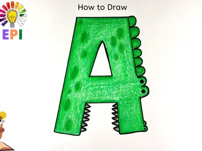 HOW TO DRAW CUTE ALLIGATOR (ALPHABET-A) EASY PAINTING IDEA
