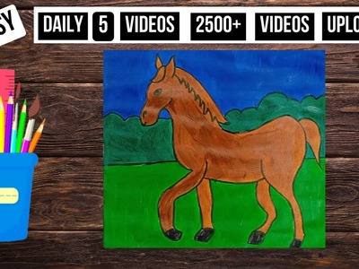 How to draw Horse | Horse drawing for kids | Horse painting | Horse easy drawing | schoolx360