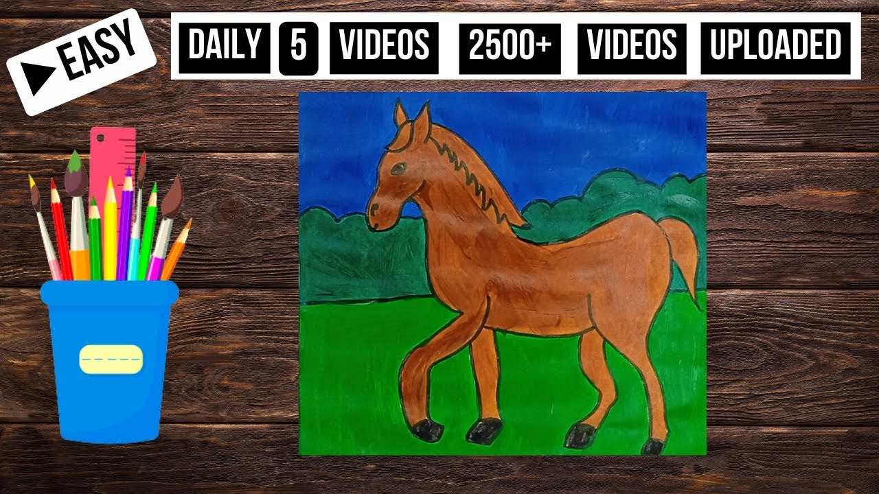 How to draw Horse | Horse drawing for kids | Horse painting | Horse easy drawing | schoolx360