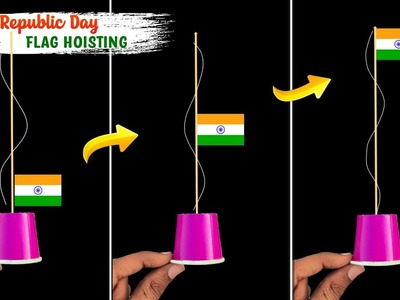 How to make a working Flag hoisting | Republic day special Flag hoisting project | easy paper toy