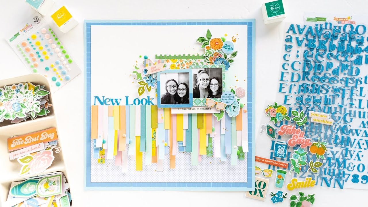 Live with Nathalie:  Scrapbook layout feat.  FLOWER MARKET collection