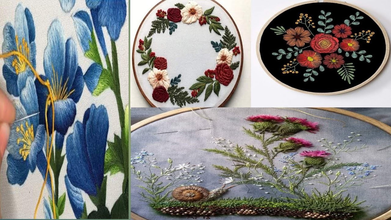 New trandy hand embroidery designs. flowers hand embroidery designs. beautiful hand embroidery