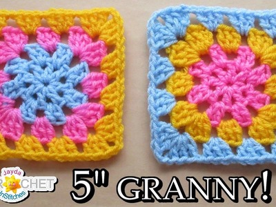 ONLY 18 YARDS ?????! 5" Circle Centre Granny Square - Stash Buster Crochet Pattern & Tutorial